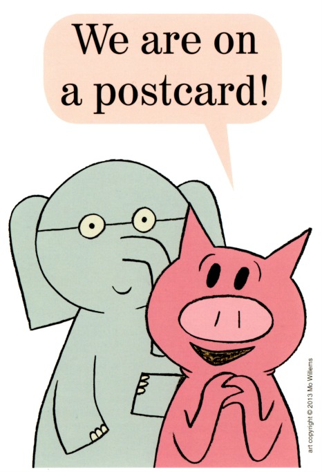 postcard toon Eric Carle Museum Elephant and Piggie we are on a postcard