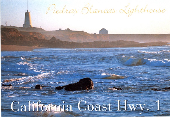 California Coast Highway 1 with Piedras Blancas Lighthouse
