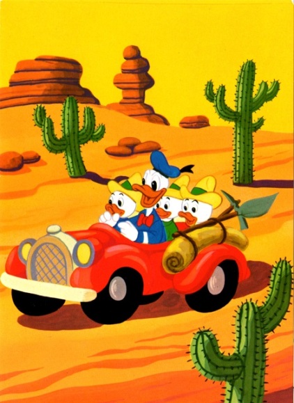 Disney Donald and nephews car desert
